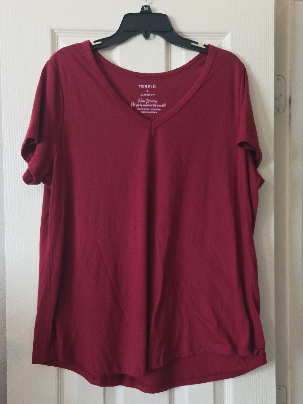 Torrid Short Sleeve V-Neck Tee in Deep Wine